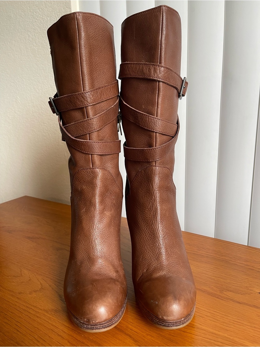 UGG Jardin Heeled Leather Boots Brown Size 10 - Picture 8 of 14
